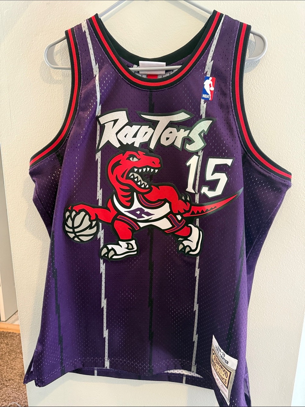 Mitchell & Ness Toronto Raptors Purple Red Black #15 Jersey